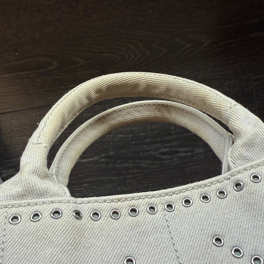 Prada Canapa Evil Eye Gray Tote with Grommets and Studs - Picture 11 of 15